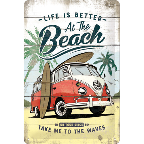 Blechschild VW Bulli - Beach 20x30cm